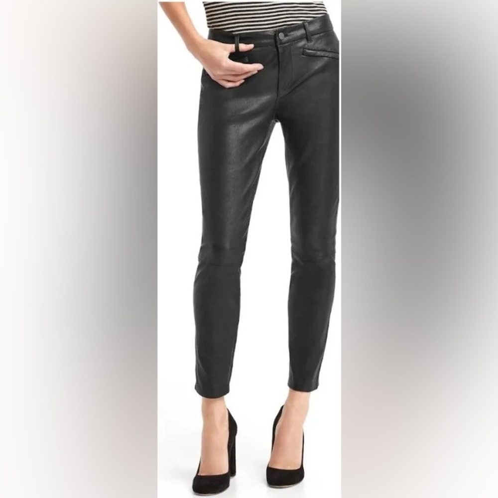 Gap lamb leather ankle skinny pants mid rise size 6